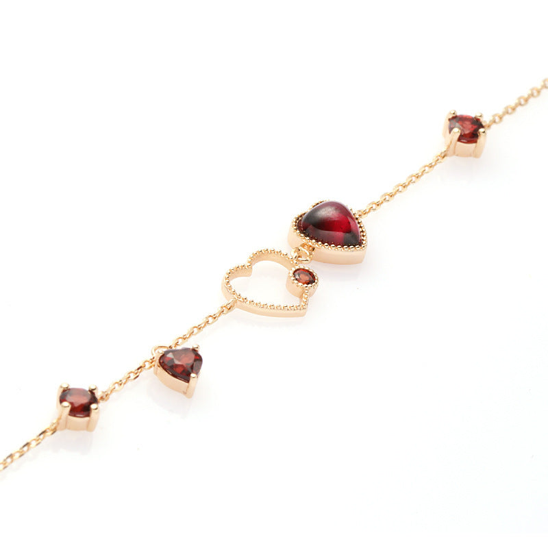 Ladies New Red Pomegranate Heart Bracelet Curren