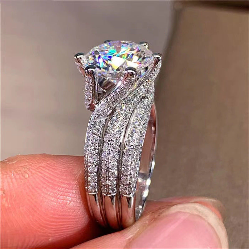 Moissanite Ring D Women's Full Diamond Temperament Curren