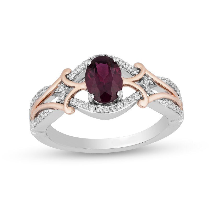 Micro Inlaid Zircon Egg-shaped Amethyst Two-tone Ring Curren