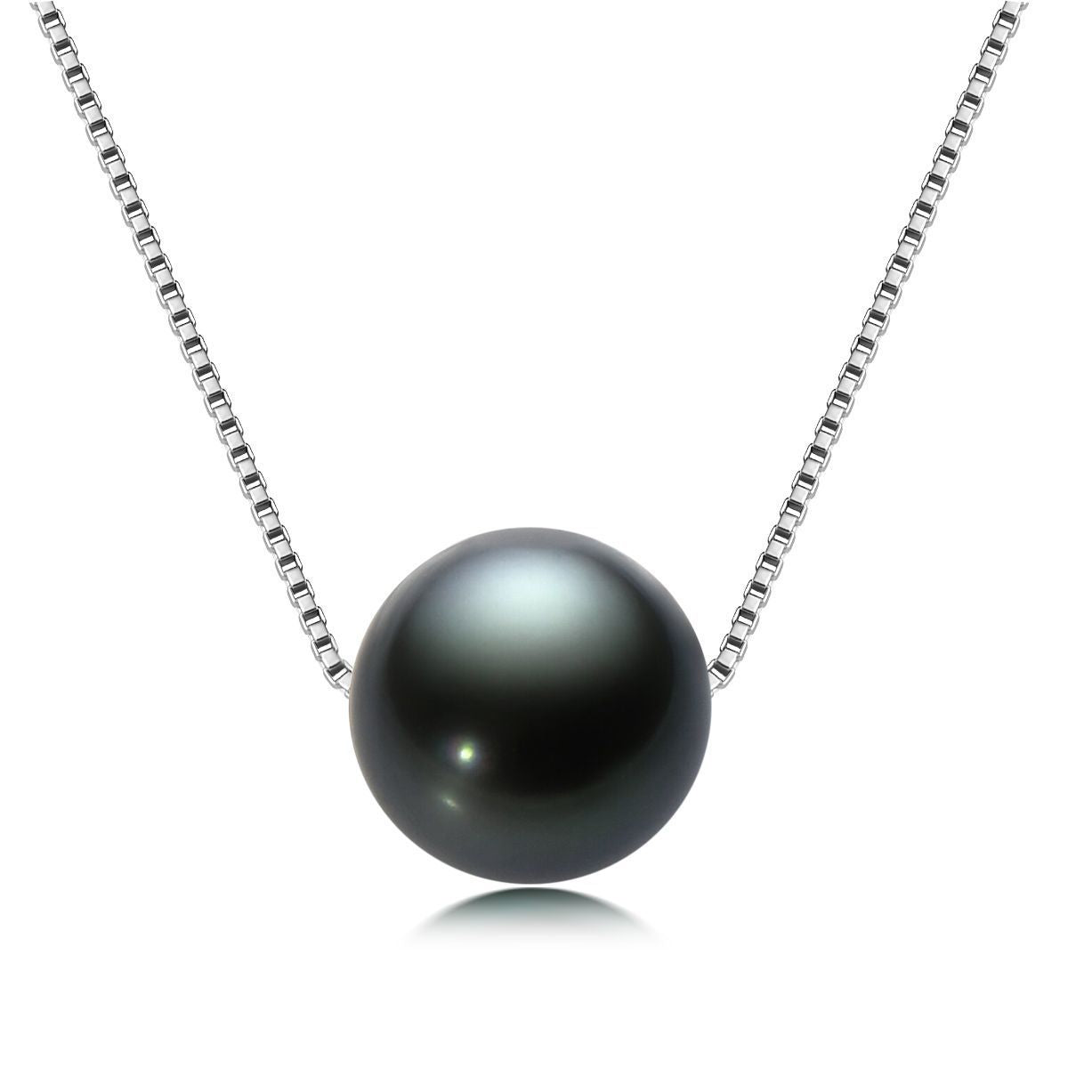 Natural Perfect Circle Strong Light Tahitian Black Pearl Pendant S925 Silver Necklace Curren