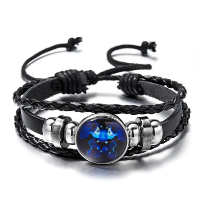 12 Constellation Zodiac Sign Charm Luminous Bracelets Men Women 