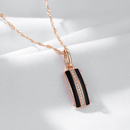 Hot Black Enamel Square Pendant Necklace Women