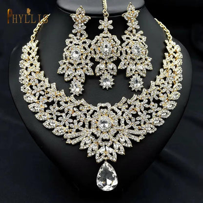 C30 Wedding Forehead Chain Necklace Earrings Set Dubai Jewelery 