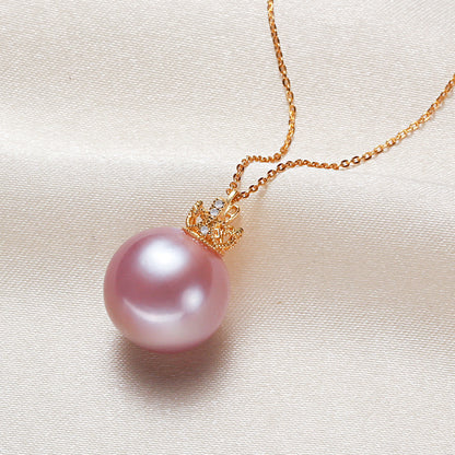 Crown Silver 925 Silver Pendant Pearl Necklace Curren
