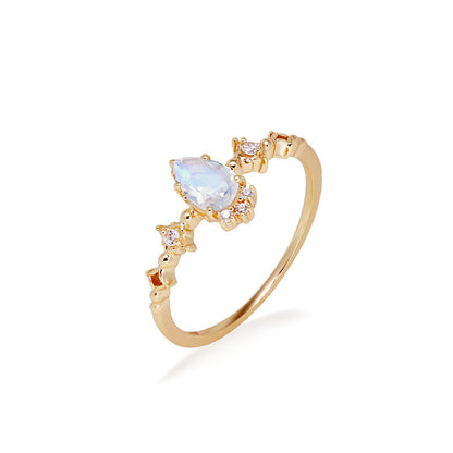 S925 Gold Plated Moonstone Thin Ring Women's Ring Curren