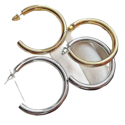 European And American Copper-plated Gold Thick Hoop Earrings Curren