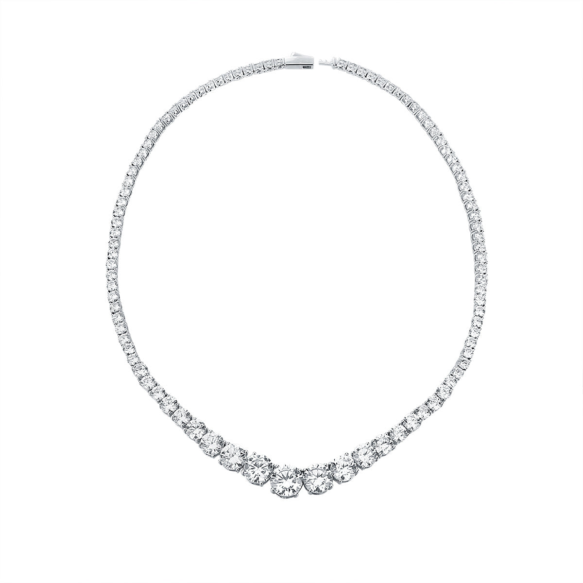 Moissanite 925 Sterling Silver Single Row Full Diamond Necklace For Women Curren