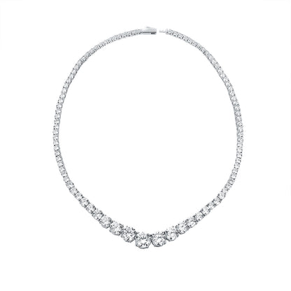 Moissanite 925 Sterling Silver Single Row Full Diamond Necklace For Women Curren