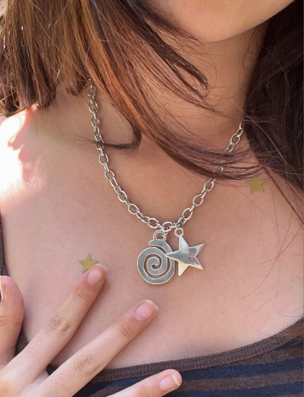 Spiral Symbol Pendant Necklace Vintage Lady Curren