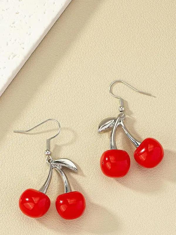 1 Pair Cherry Design Drop Earrings,  Daily Use
