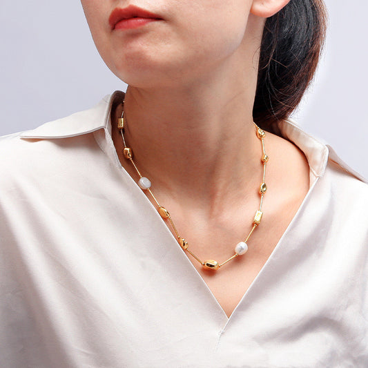 Personality Retro Brass Gold-plated Collarbone Necklace Curren