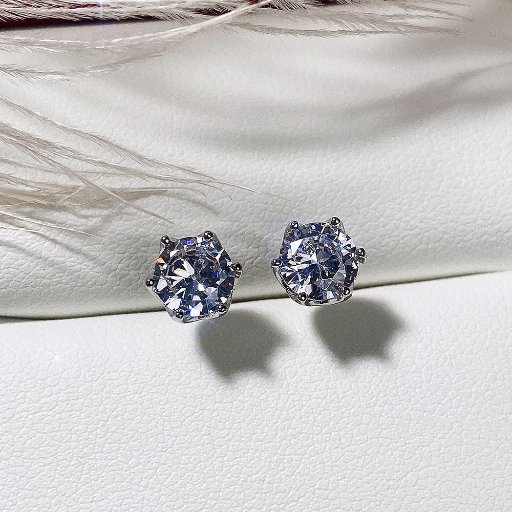 Six Prong Single Drill Zircon Stud Curren