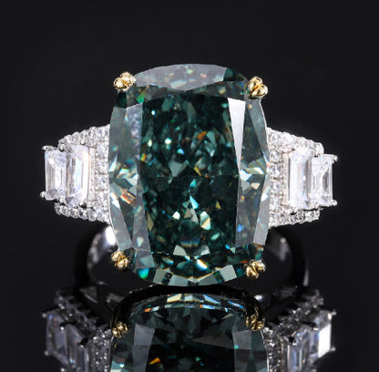 Silver High Carbon Diamond Ice Crushing Cut Fat Ring Curren