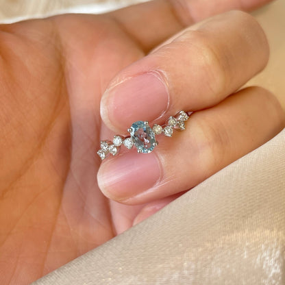 Women's Fashion Aquamarine Diamond Ring Curren