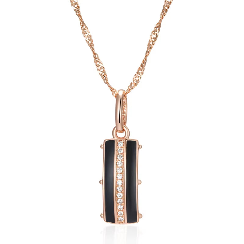 Hot Black Enamel Square Pendant Necklace Women