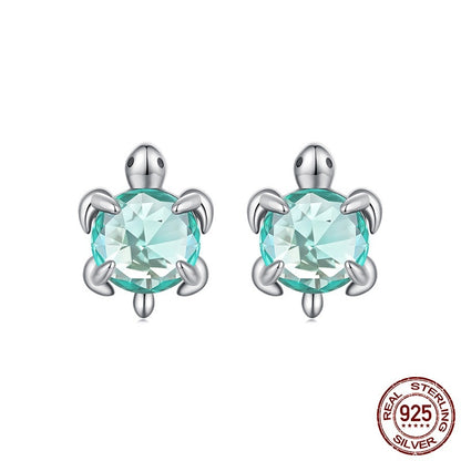 S925 Sterling Silver Turtle Ear Stud And Ring Curren