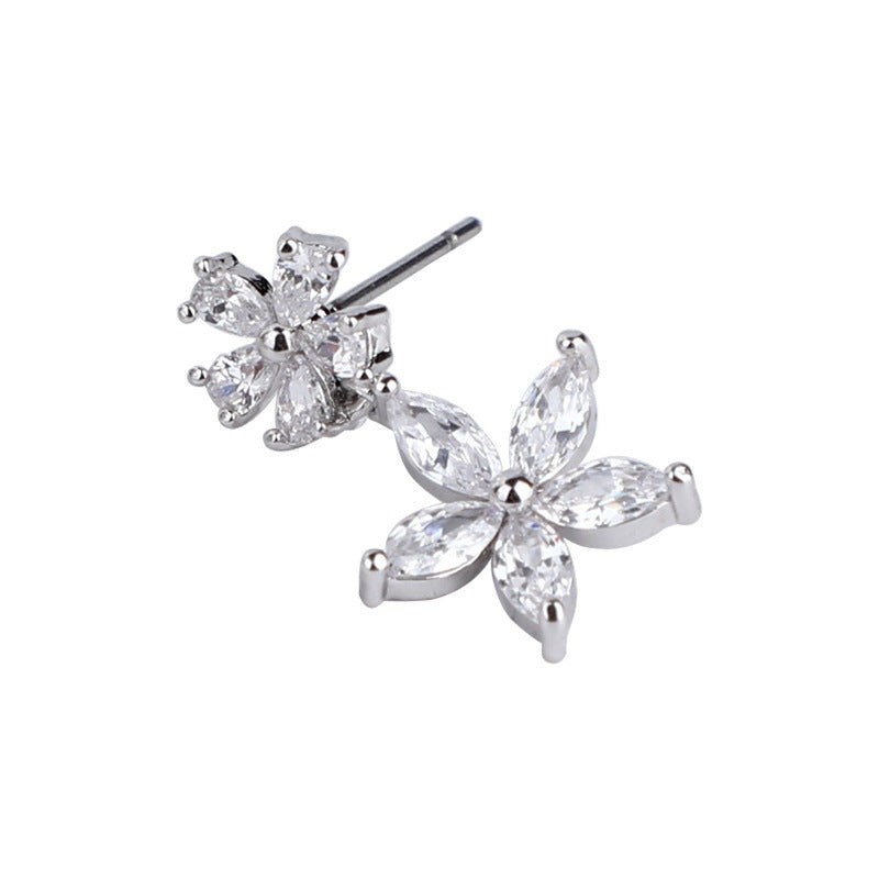 Simple High-end Temperament Petty Cash Earrings Necklace Zirconium Set Curren