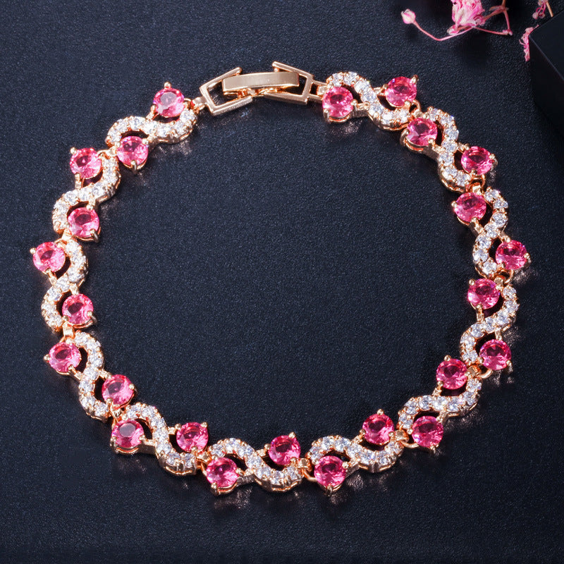 Eco-friendly Copper Plating Gold Zircon Exquisite Bracelet Curren