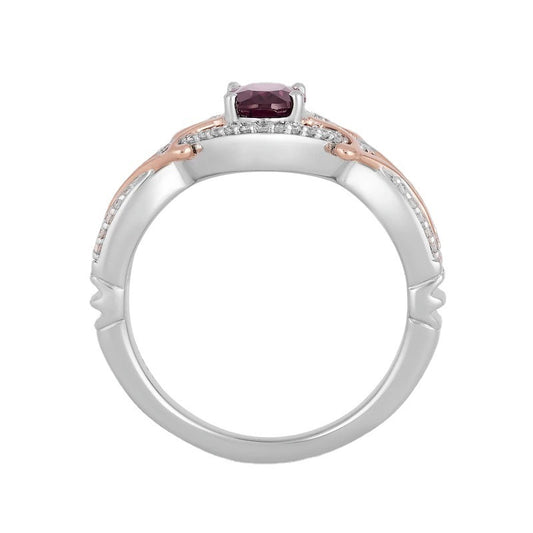 Micro Inlaid Zircon Egg-shaped Amethyst Two-tone Ring Curren