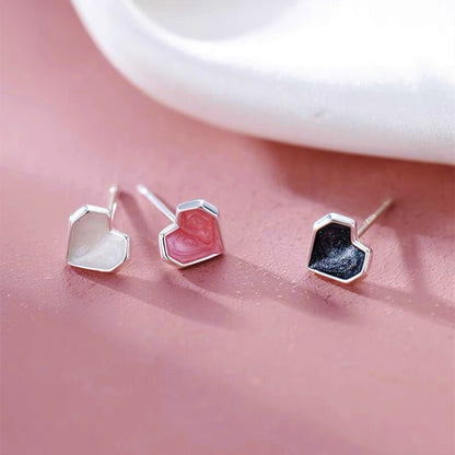 Cute Heart Stud Earrings Women Girls 